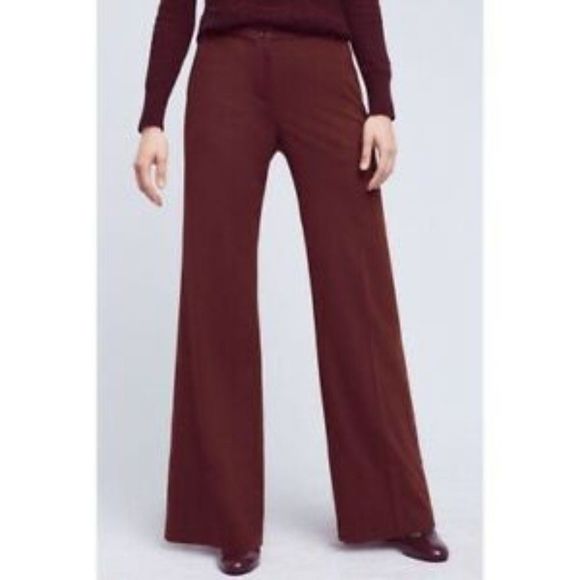 Cartonnier Pants - Anthropologie Cartonnier Burgundy Monica Flannel Trousers Pants 12